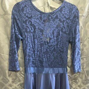Navy Blue Lace Top Maxi Dress (Size S)